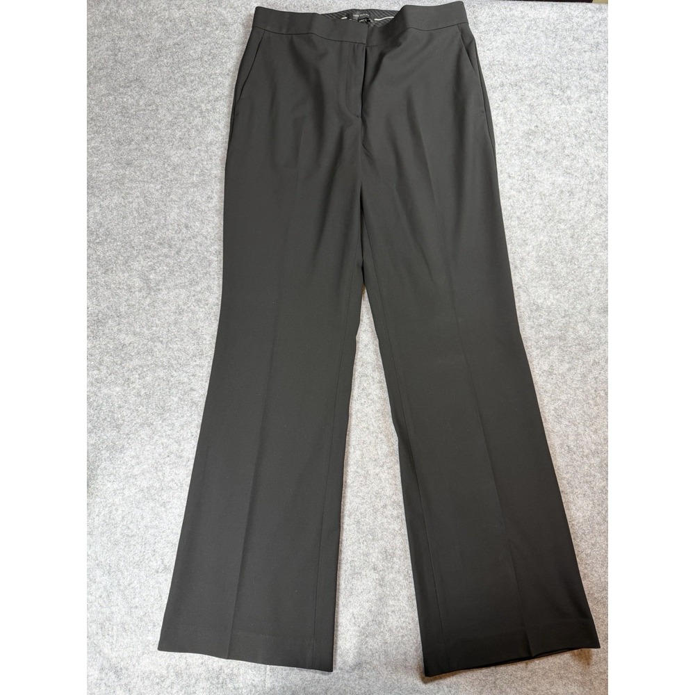 LOFT Ann Taylor Womens Dress Pants 10 Black Flat Front Wide Leg High Rise Career